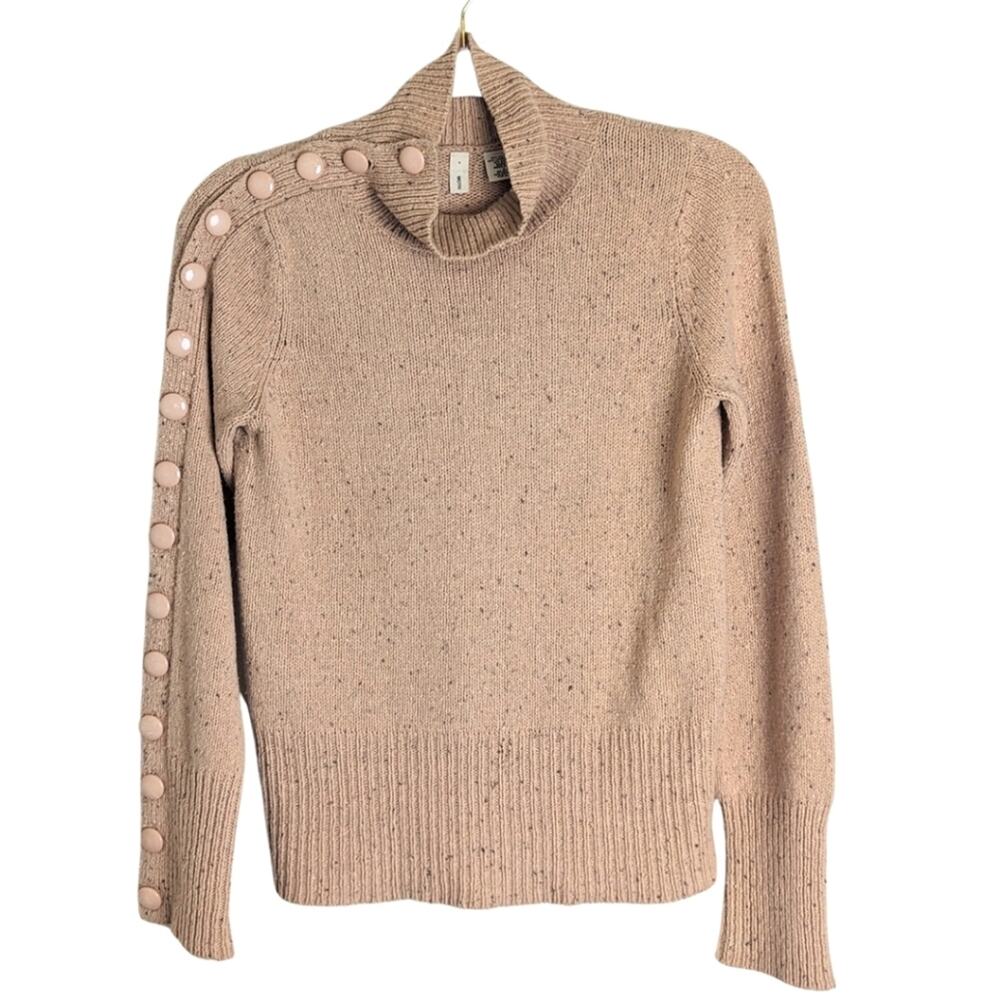 '90s/Y2k Mock Neck Lambswool Knit Sweater Button Sleeve Detail Women's Size S